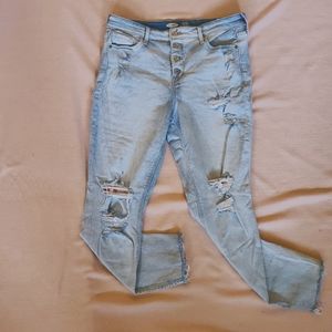 Old Navy, skinny distressed blue jeans, size 10